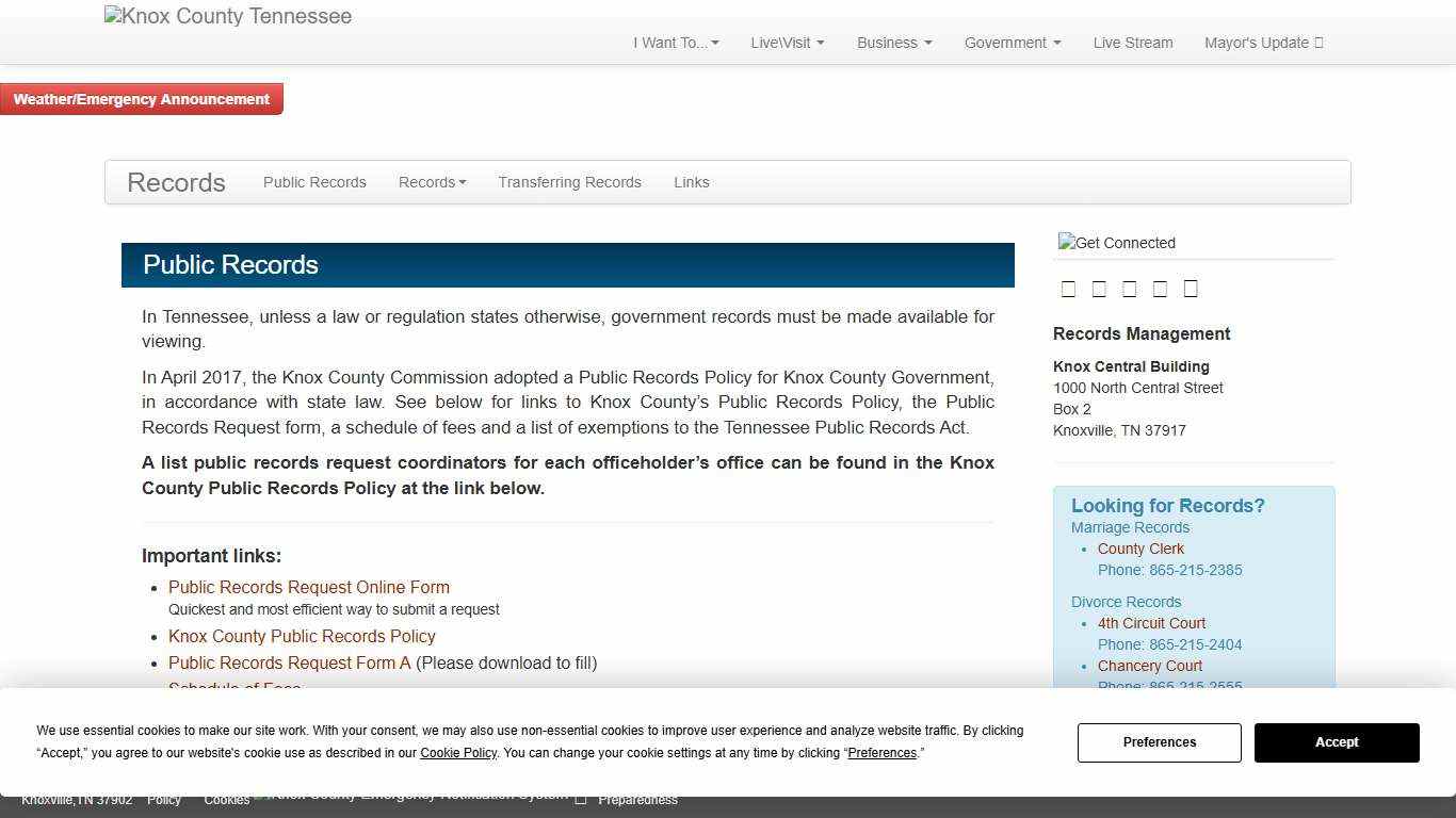 Public Records - Records Management - Knox County Tennessee Government