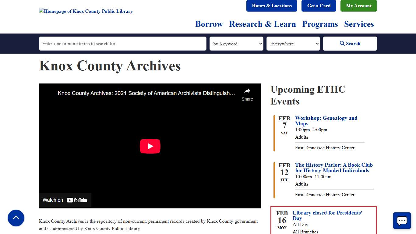 Knox County Archives Knox County Public Library